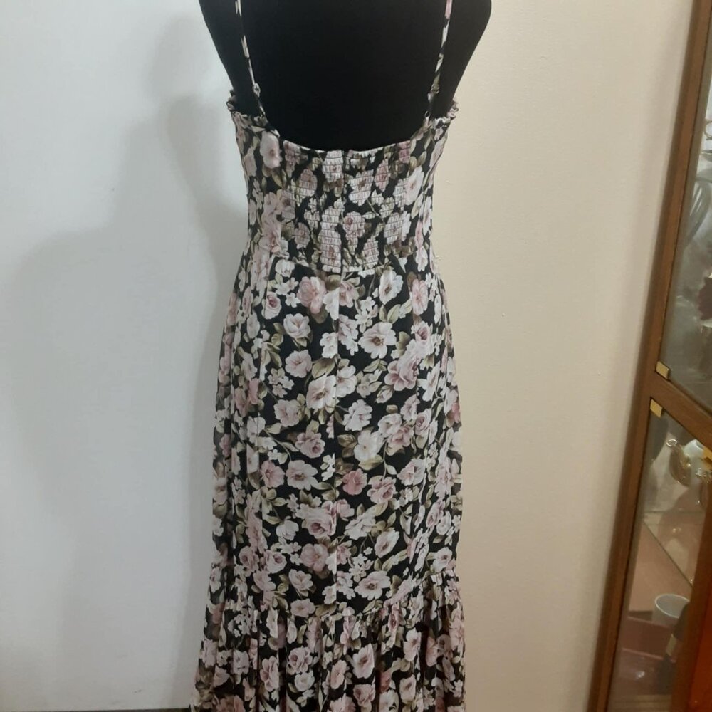 Altar'D State Size Large Chaya Floral Ruffle Spaghetti Strap Smocked Midi Dress - Picture 6 of 16